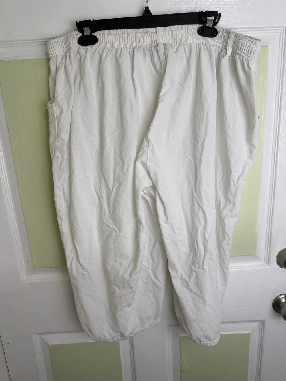 Men's White Elastic-Waist Drawstring Jogger Pants
